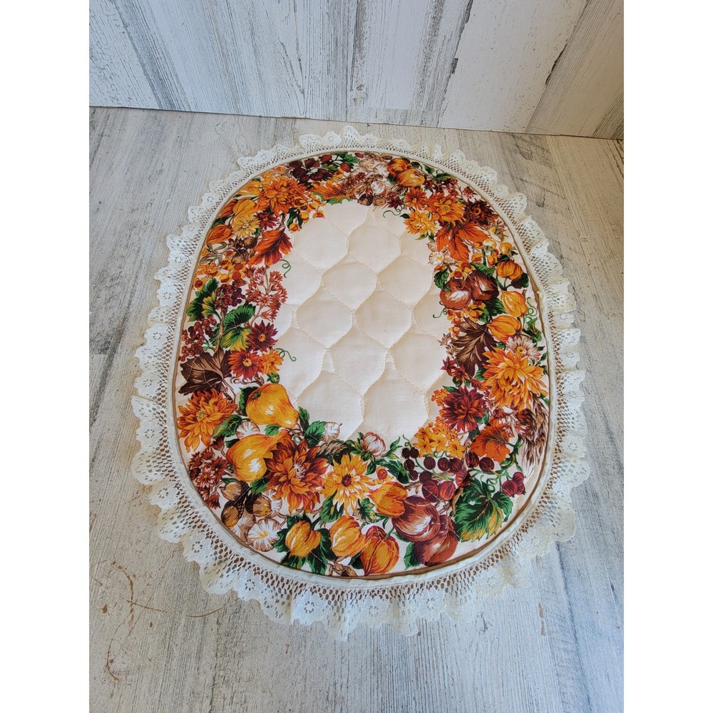 Vintage Thanksgiving table runner placement pumpkin fall harvest Home